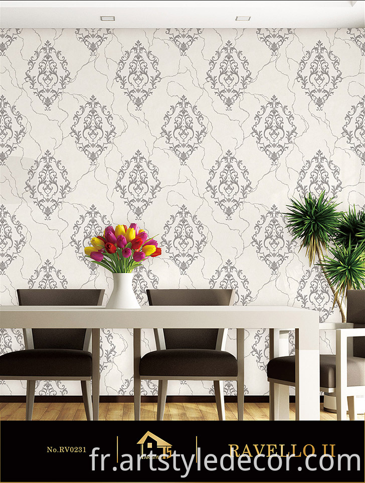 Modern Design Soundproof Damask Wallpaper